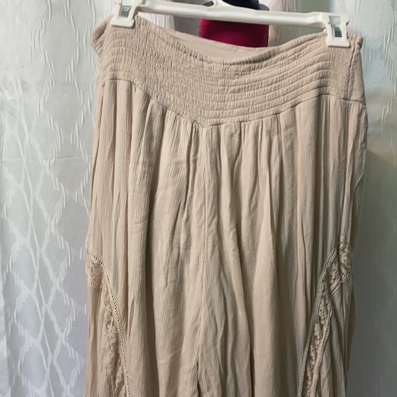 Free People Lovin Easy Lace Pants Trousers Size L Boho Tan - Picture 12 of 17